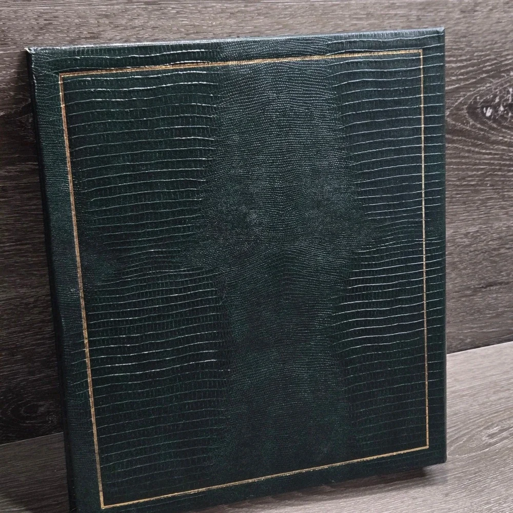 Photo Albums Burgundy Gold Trim & Green Textured Faux Leather 3-Ring